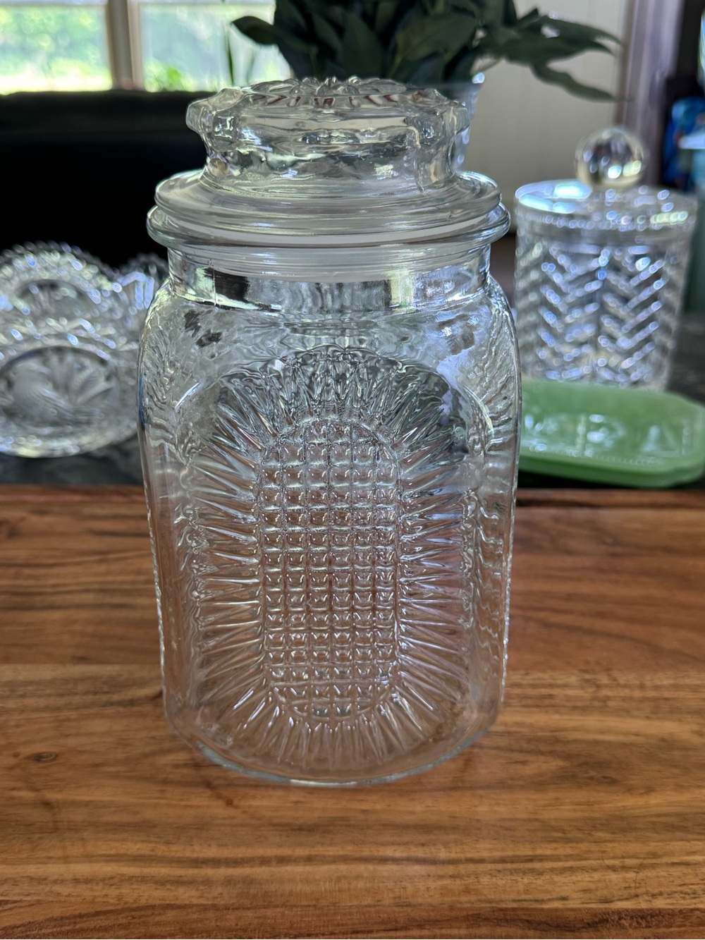 Anchor Hocking Sunflower Pattern Glass Canister